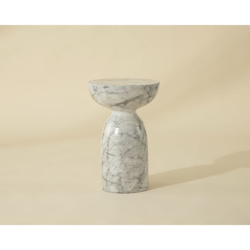 Goya 20 X 13.5 inch Marble Look / White Outdoor End Table